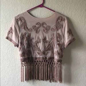 Tan fringe shirt